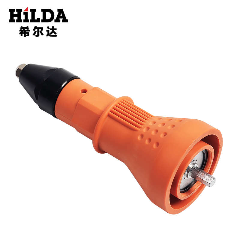HILDA Electric Rivet Nut Gun Cordless Riveting Drill Adapter Insert Nut Tool with Handle Orange