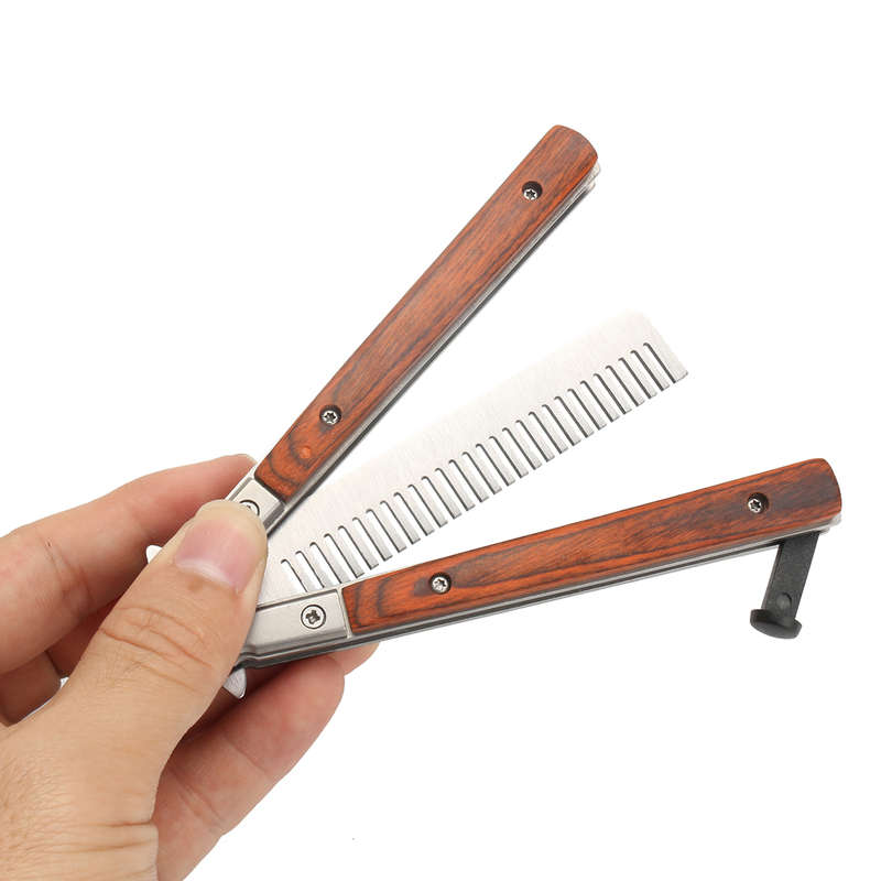 Butterfly Knife Trainning Practice Unsharpened Metal Blade Comb Style Trainer Tool