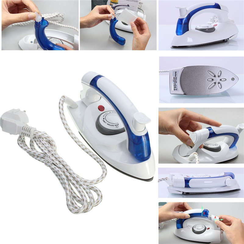 Portable Foldable Folding Adjustable Thermostatic Compact Handheld Flat Travel Steam Iron Temperatur