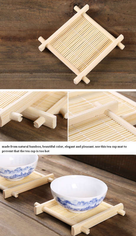 4pcs Bamboo Tea Cup Mat Coaster Kungfu Tea Scald Proof Cup Mat Coaster