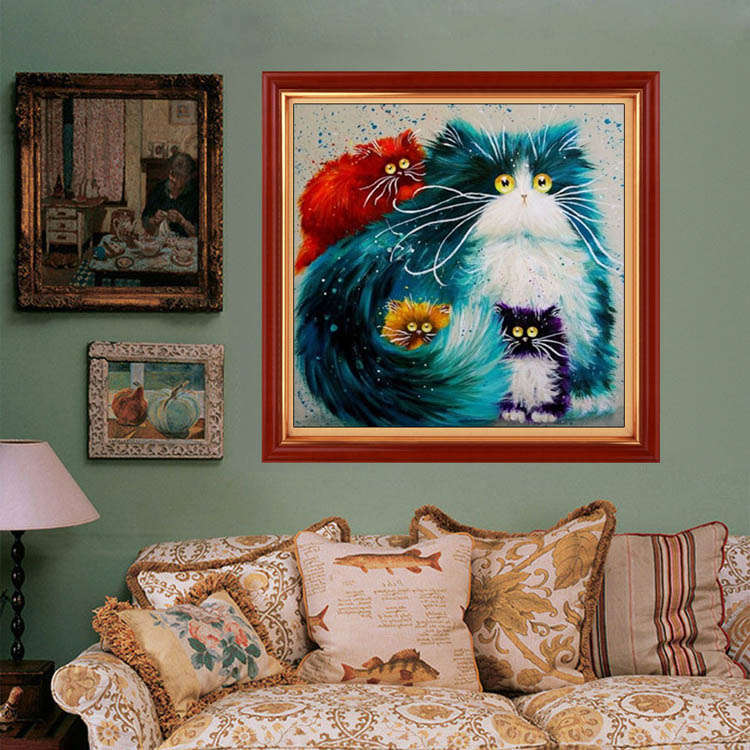colorful cat cross-stitch