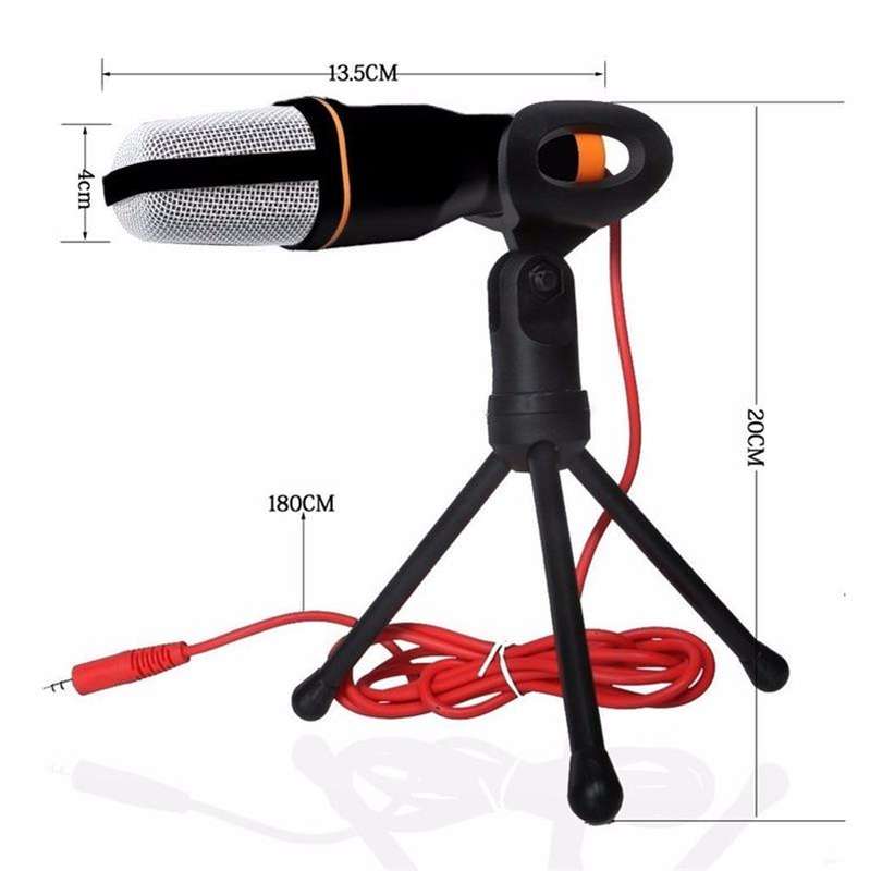 Universal Noise Cancelling HD 3.5mm Microphone with Tripod Stand for Xiaomi iPhone Samsung PC Laptop