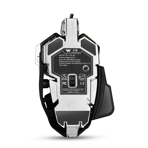 Combaterwing 4800DPI USB Wired Professional Gaming Mouse Programmable 10 Buttons RGB Breathing LED