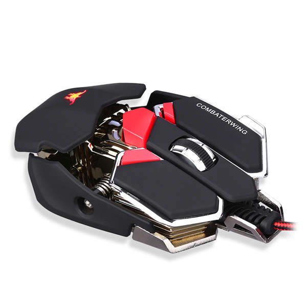 Combaterwing 4800DPI USB Wired Professional Gaming Mouse Programmable 10 Buttons RGB Breathing LED