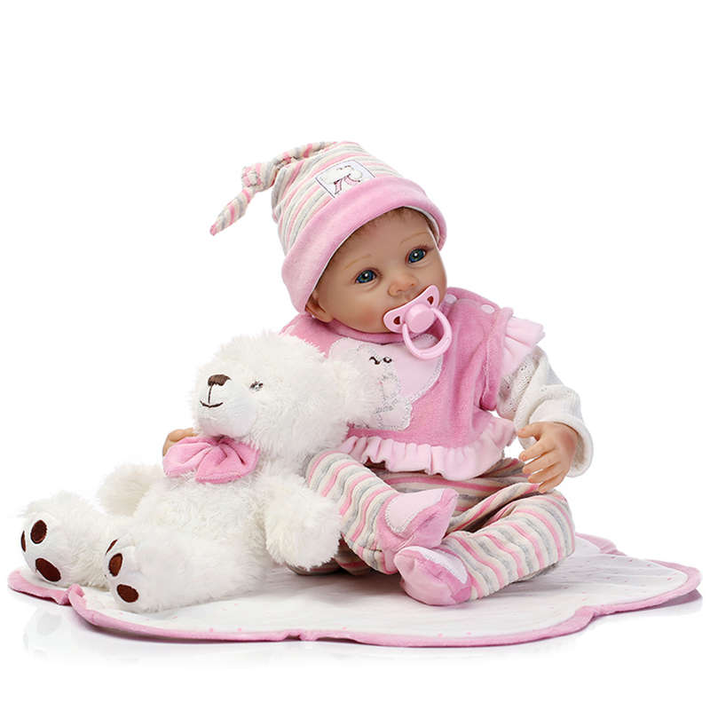 22inch Handmade Lifelike Reborn Baby Doll Silicone Baby Play House Bath Toy