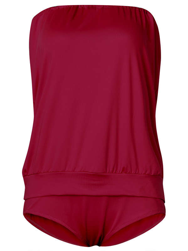 Women Sexy Strapless One Piece Swimwear High Elasticity Backless Swimsuit