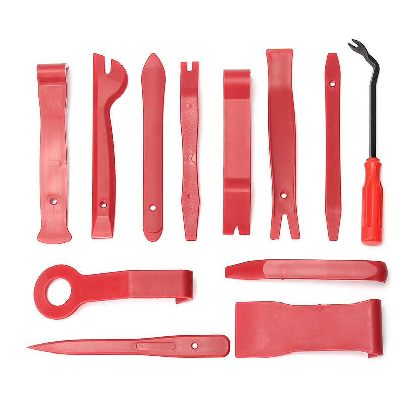 12Pcs Red Auto Car Audio Door Dash Tirm Panel Install&Removal Pry Tools Bag