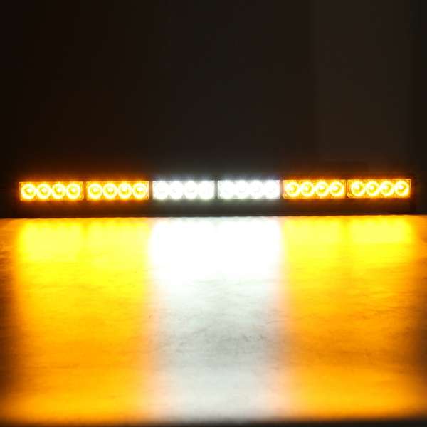 27inch LED Strobe Light Bar Traffic Emergency Flash Warning Lamp White&Amber For Car Vehicle Truck