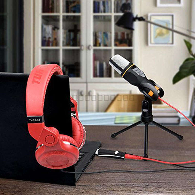 Universal Noise Cancelling HD 3.5mm Microphone with Tripod Stand for Xiaomi iPhone Samsung PC Laptop