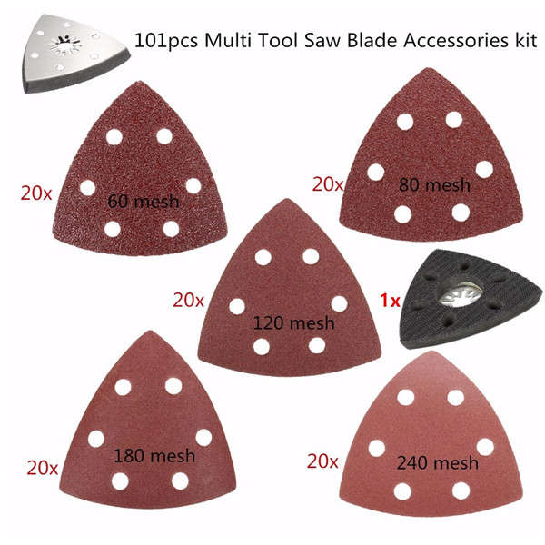 100pcs 60-240 Grit Triangle Sanding Sheets Paper with Sander Grinder Plate