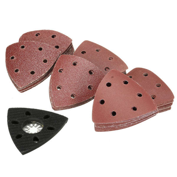 100pcs 60-240 Grit Triangle Sanding Sheets Paper with Sander Grinder Plate
