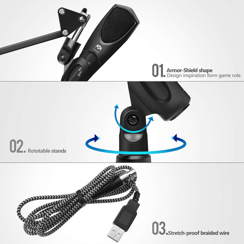 Mantistek® MC1 Omni-Directional Double Condenser Microphone for Recording Youtube Interview Video