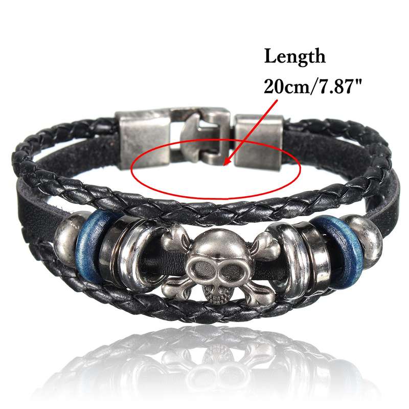 multi layer leather skull clothes accessories women men jewelry