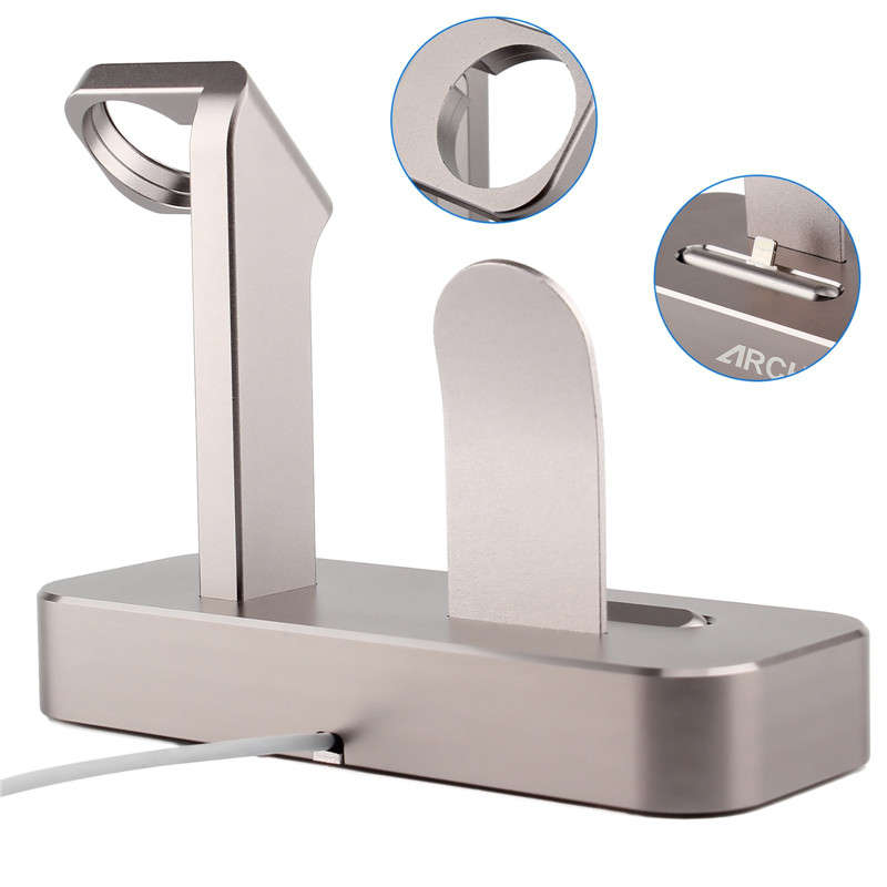ARCHEER 2 in 1 Watch Stand Charging Station Dock Desktop Charger Adapter For iPhone 6S Apple Watch