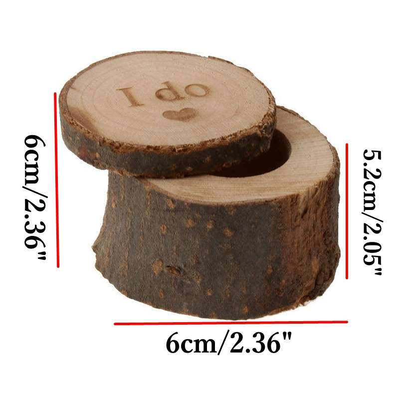 Wooden Ring Earrings Wedding Necklace Gift Jewelry Box Case Holder