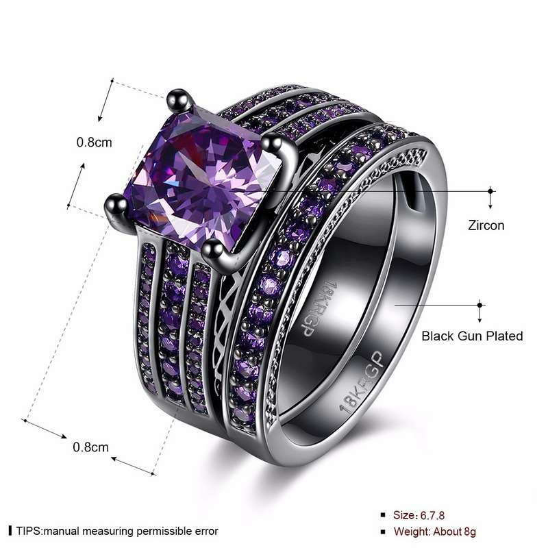 2 Pcs Retro Full Rhinestone Ring Zircon Crystal Women Ring
