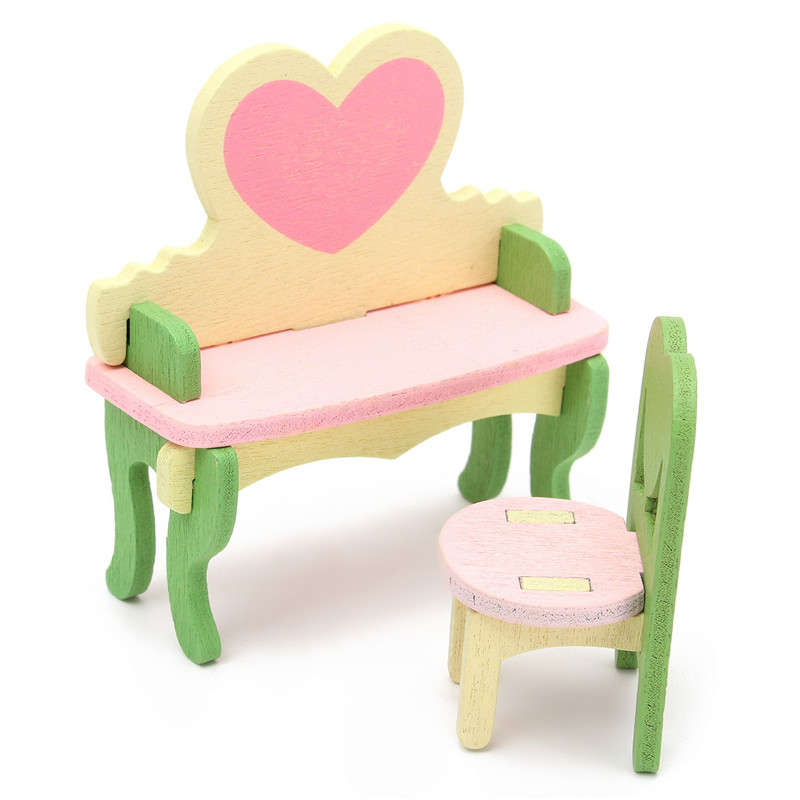 Wooden Furniture Set Doll House Miniature Room Accessories Kids Pretend Play Toy Gift Decor