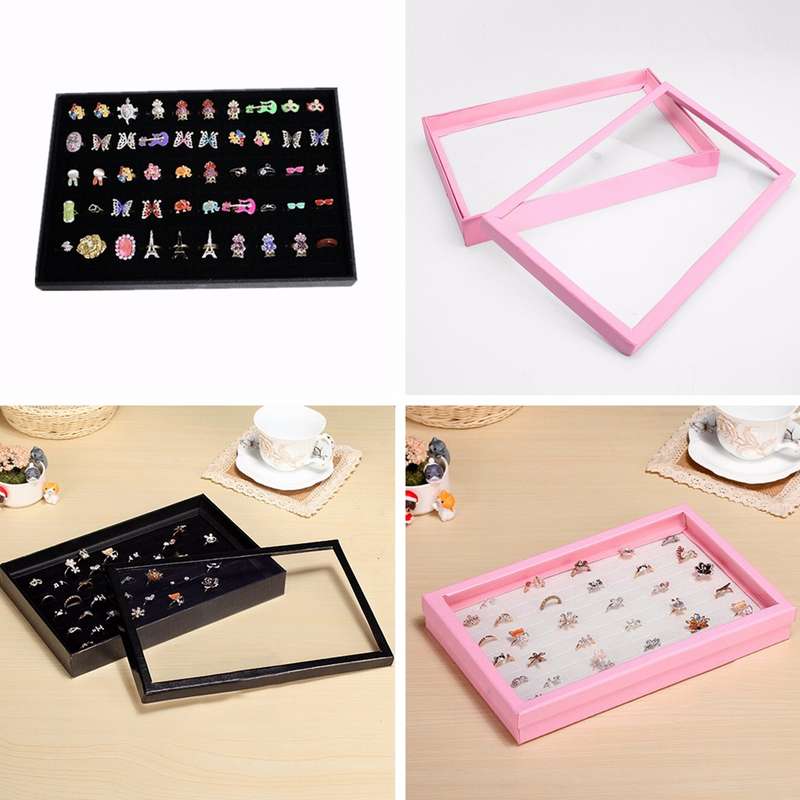 Colorful Ring Earring Jewelry Display Show Storage Box Case Holder