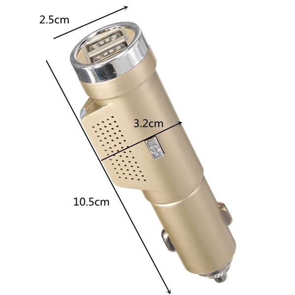 Dual USB Car Charger Fresh Oxygen Ozone Air Purifier Cigarette Lighter  2 In 1