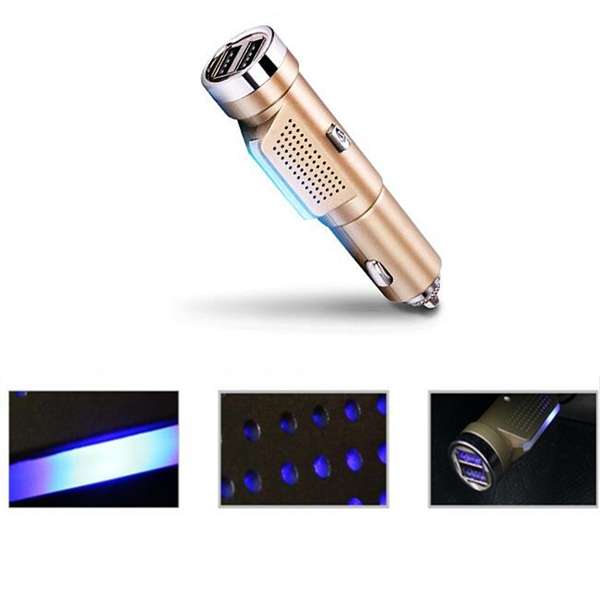 Dual USB Car Charger Fresh Oxygen Ozone Air Purifier Cigarette Lighter  2 In 1