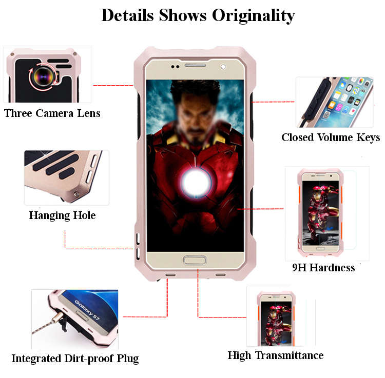 Shockproof Dirt-proof Waterproof Case Cover With Three Camera Lens for Samsung Galaxy S7 Edge G9350