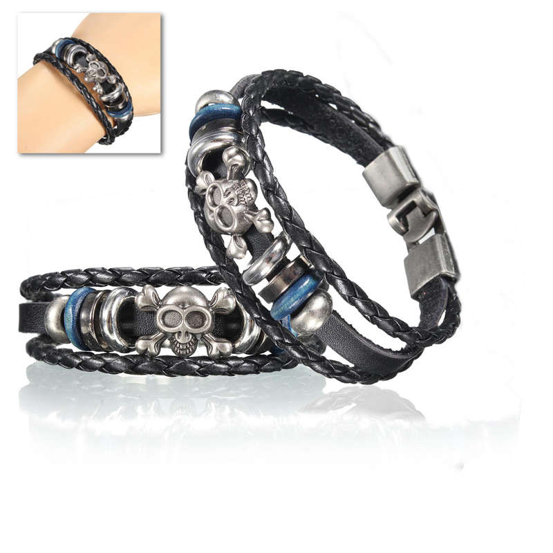 multi layer leather skull clothes accessories women men jewelry