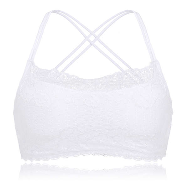 Women Sexy Back Criss-cross Lace-tirm Sling Vest Wireless Halter Back Hollow Out Wrapped Chest Thin