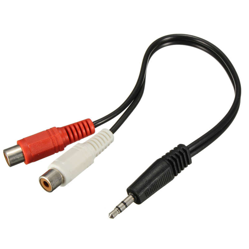 3.5mm Male Mini Stereo Jack To 2 Female RCA Twin Phono Cable Lead Y Adapter