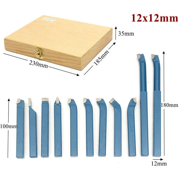 11pcs 8/10/12mm Carbide External Milling Cutting Turning Boring Tool Lathe Tool