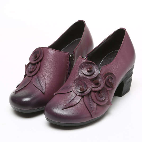 SOCOFY Floral Stitching Casual Soft Sole Short Shoes