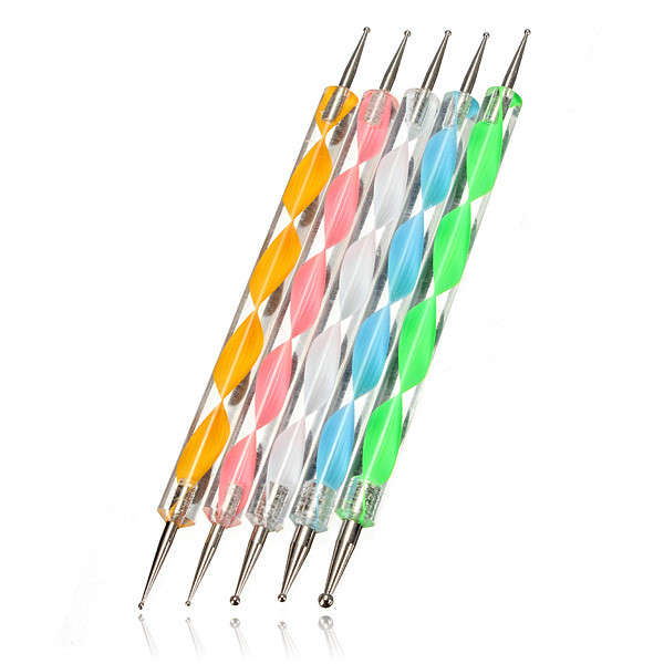 5Pcs 2 Ways Color Nail Art Dotting Marbleizing Paint Pen