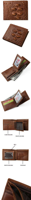 Men Crocodile Pattern Genuine Leather Short Wallet Coin Bag 