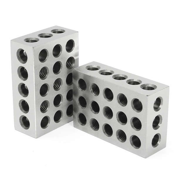 2pcs 1x2x3 Inch Blocks 23 Holes Parallel Clamping Block Milling Tool Precision 0.0001 Inch