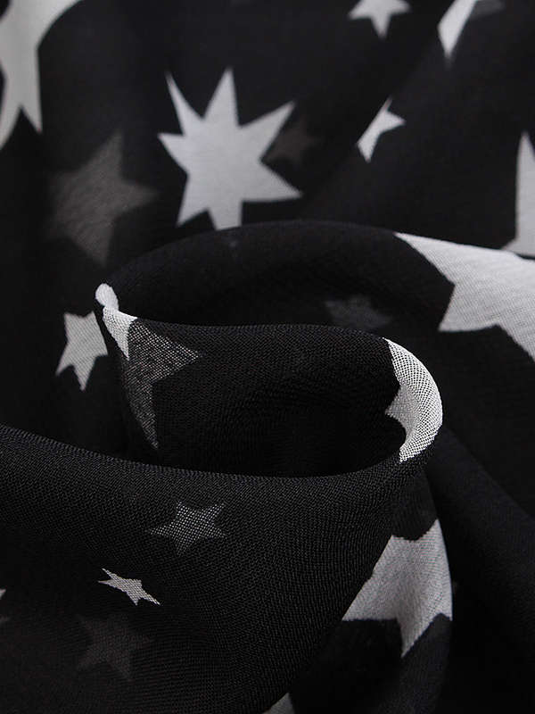 Sexy Star Printed High Waist Slit Women Maxi Chiffon Skirt - Black L, M, S, XS 0.26kg