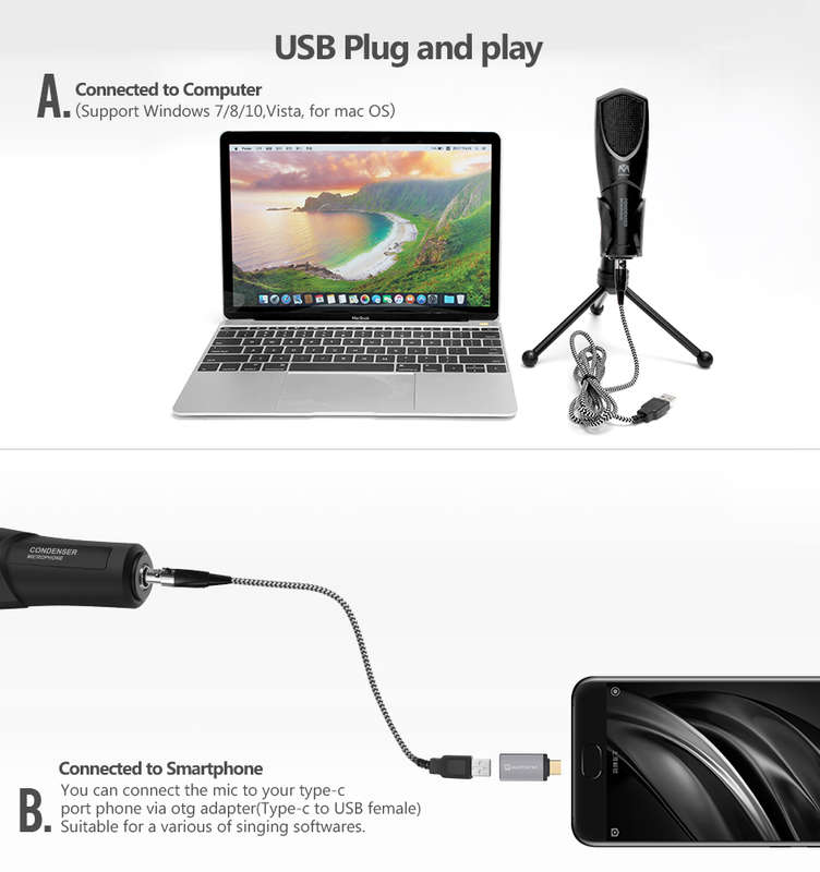 Mantistek® MC1 Omni-Directional Double Condenser Microphone for Recording Youtube Interview Video