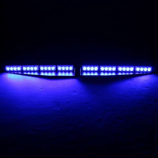 16 LED 24W Blue Emergency Traffic Advisor Vehicle Strobe LED Car Lights Bar