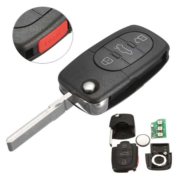 Car Flip Uncut Key Entry Remote Control Fob 4 Button for Audi A4 A6 A8 S4 S6 S8 TT