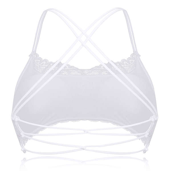 Women Sexy Back Criss-cross Lace-tirm Sling Vest Wireless Halter Back Hollow Out Wrapped Chest Thin