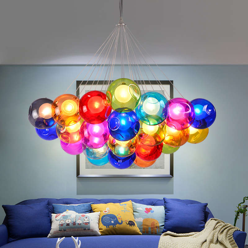 Modern LED Colorful Glass Bubbles Pendant Light Chandelier Ceiling Lamp Lighting