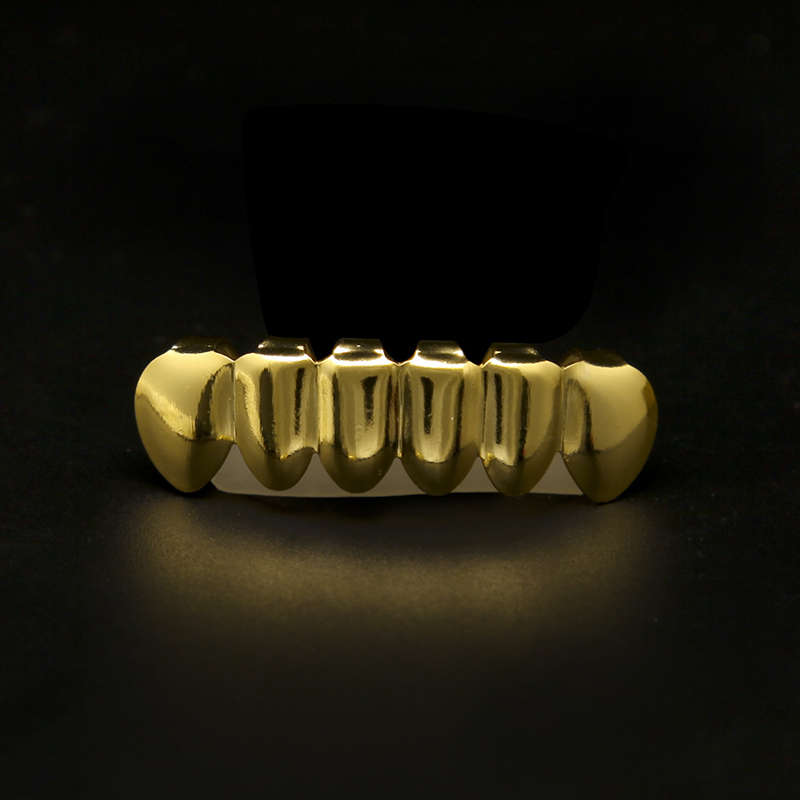 Gold Plated Teeth Maple Leaf Top & Bottom Mouth Grillz Caps Set