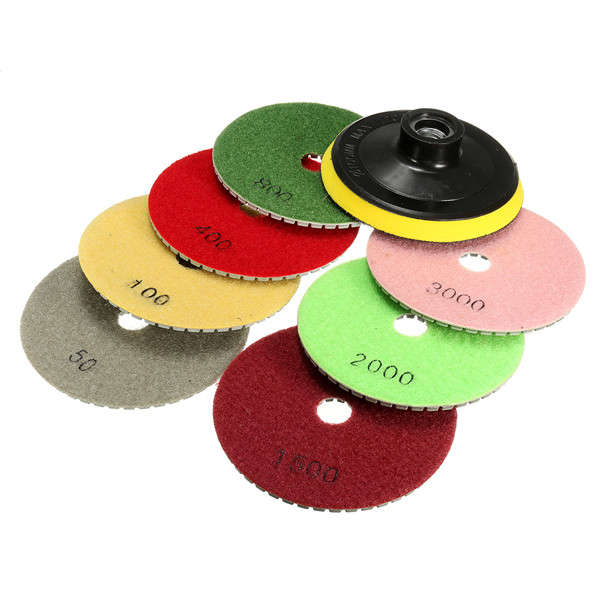 8pcs 4 Inch 50 to 3000 Grit Diamond Polishing Pads for Granite Stone Concrete Marble