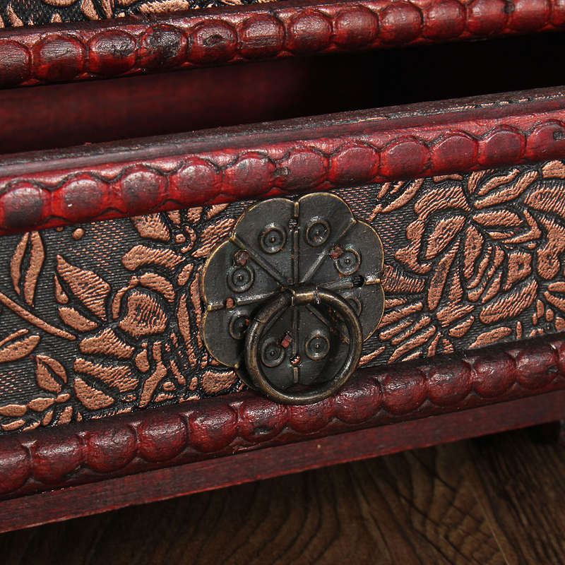 Vintage Antique Wooden Made Jewelry Box Accessories Collection Storage
