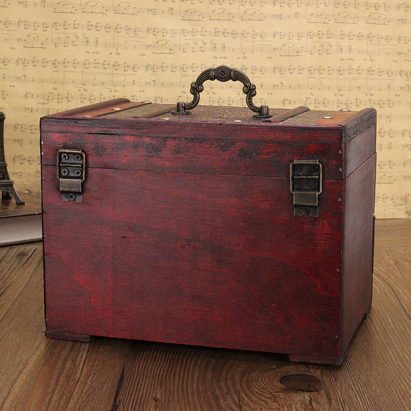 Vintage Antique Wooden Made Jewelry Box Accessories Collection Storage