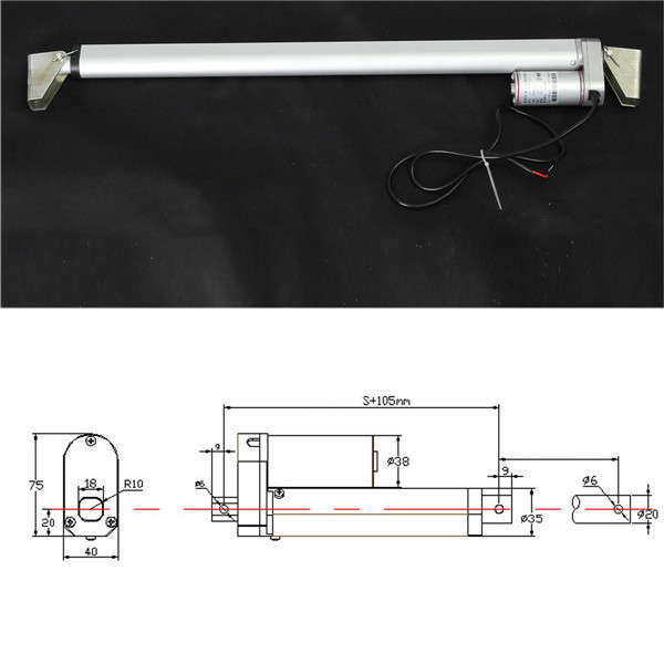500mm 12V Linear Actuator Motor 1000N 225lb 12mm/s Miniature DC Electric Linear Actuator Motor