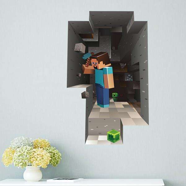 MineCraft Game 3D Dwarf Mining DIY Home Decal Decor Wall Mural Decoration Sticker