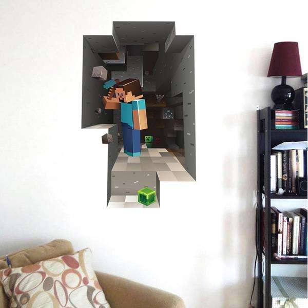 MineCraft Game 3D Dwarf Mining DIY Home Decal Decor Wall Mural Decoration Sticker
