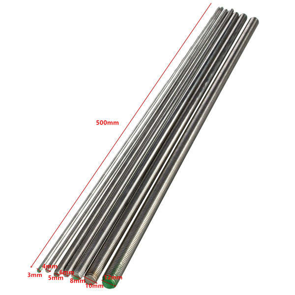 500mm M3 to M12 Stainless Steel Threaded Rod