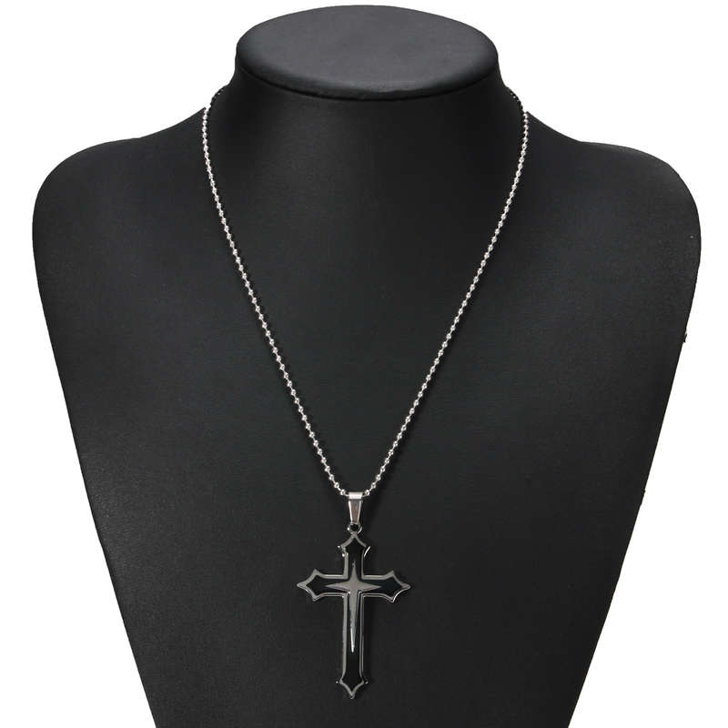 Starlike Cross Three Layers Pendant Stainless Steel Chain Necklace