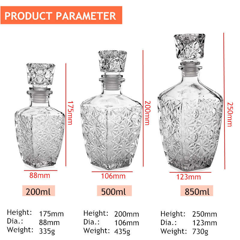 Whiskey Wine Drinking Glass Decanter Wine Clear Bottle Carafe