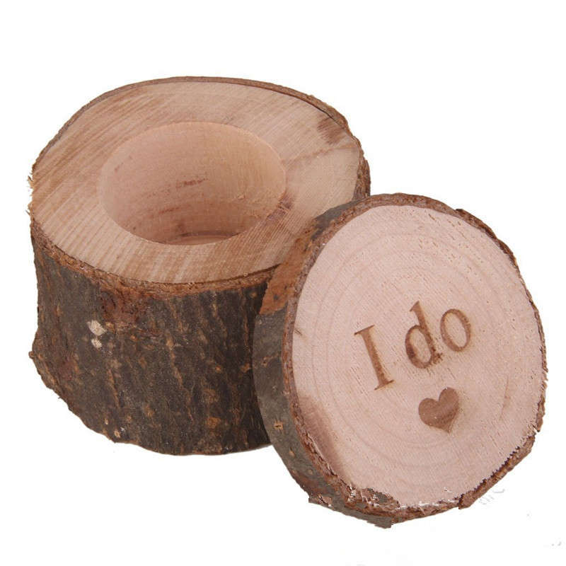 Wooden Ring Earrings Wedding Necklace Gift Jewelry Box Case Holder